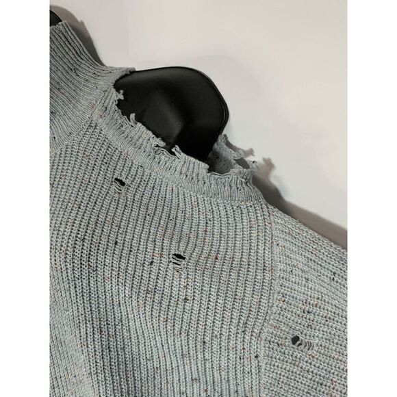Zenana Distressed Mock Turtle Neck Knit Sweater - Picture 5 of 12
